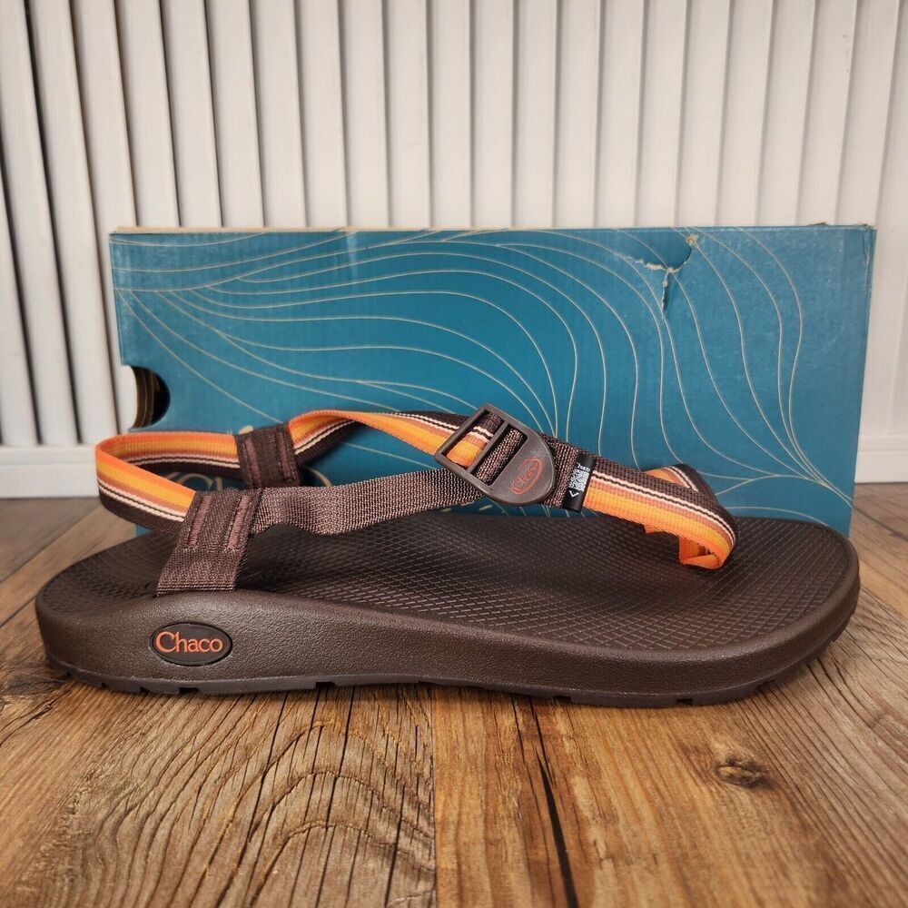 Chaco Bodhi Sandals Men's Size 11 Brown Orange Toe Loop Strappy Beach JCH108607